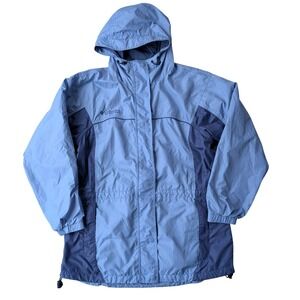 Columbia Women's Lightweight Hooded Rain Jacket Blue Size L